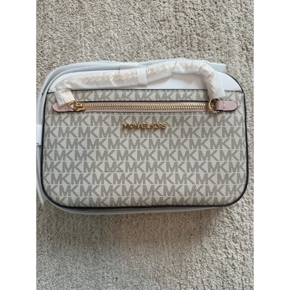 ⭐️NWT Michael Kors Jet Set LG Zip Chain Crossbody Powder Blush Pink Multi Magic! - Picture 7 of 12